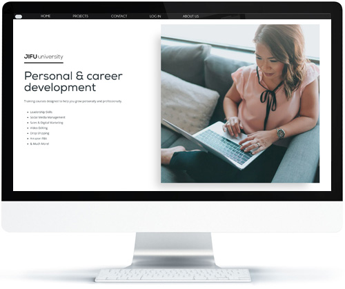 JIFU University biedt trainingen in leiderschap, sociale media, verkoop, digitale marketing, videobewerking, dropshipping, Amazon FBA en meer om persoonlijke en professionele groei te bevorderen.